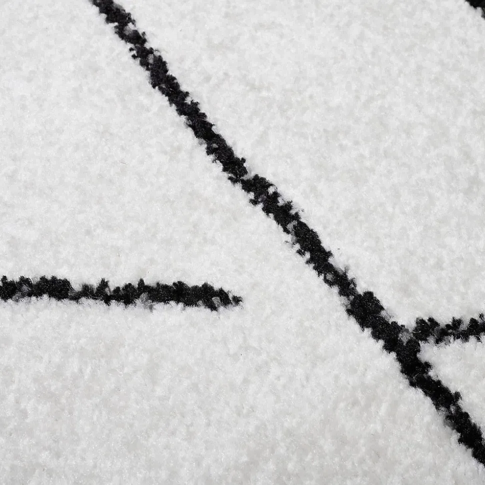 Tapis berbère tissé motifs tribaux NALADON, crème, noir