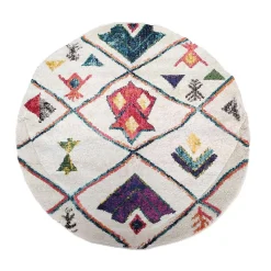 Tapis berbère tissé motifs tribaux LYN5 OURIKA C, blanc