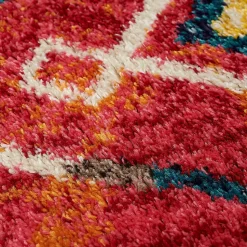 Tapis berbère tissé motifs tribaux LYN5 OURIKA B, bleu, jaune, rose, orange, blanc