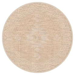 Tapis Boyoz intérieur et extérieur tissé beige et blanc ⌀80 cm GoodHome