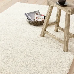 Tapis broussailleux Manzo GoodHome blanc cassé L.170 x L.120 cm