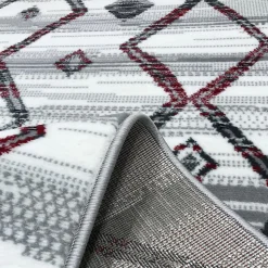 Tapis chambre tissé motif berbère LYN1 LABER, gris, noir, blanc