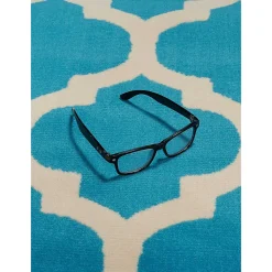 Tapis chambre tissé motif géométrique LYN1 STYLE, bleu