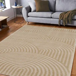 Tapis chambre tissé motif géométrique CEROTEA, beige