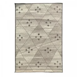 Tapis Chambre tissé motif berbère LYN1 FEZA, gris, ivoire
