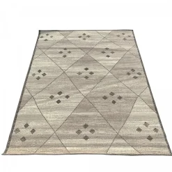 Tapis Chambre tissé motif berbère LYN1 FEZA, gris, ivoire
