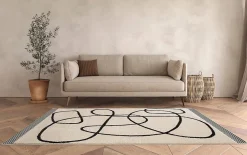 Tapis Chios Lines GoodHome noir et blanc L.230 x L.160 cm