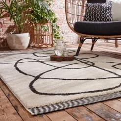 Tapis Chios Lines GoodHome noir et blanc L.230 x L.160 cm