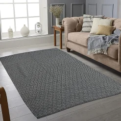 Tapis coton Diamond GoodHome L.230 x l.160 cm noir & blanc