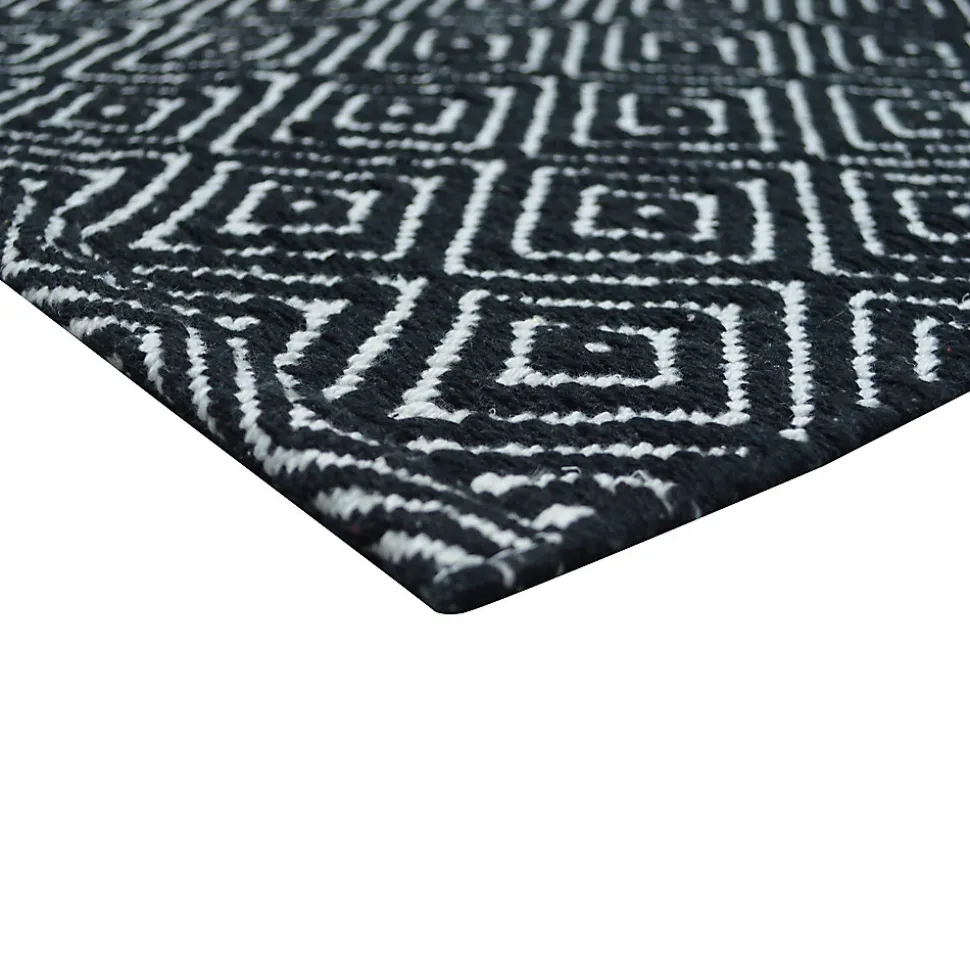 Tapis coton Diamond GoodHome 60 x 90 cm noir et blanc