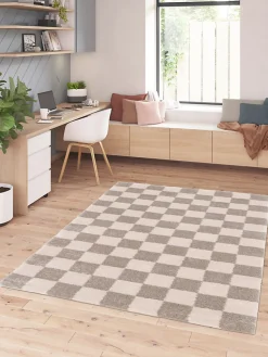Tapis damier beige L.170 x l.120cm Balta, Release