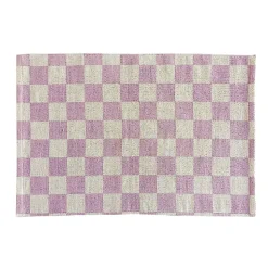 Tapis damier Lirette vieux rose, beige L.90 x l.60cm Ornami