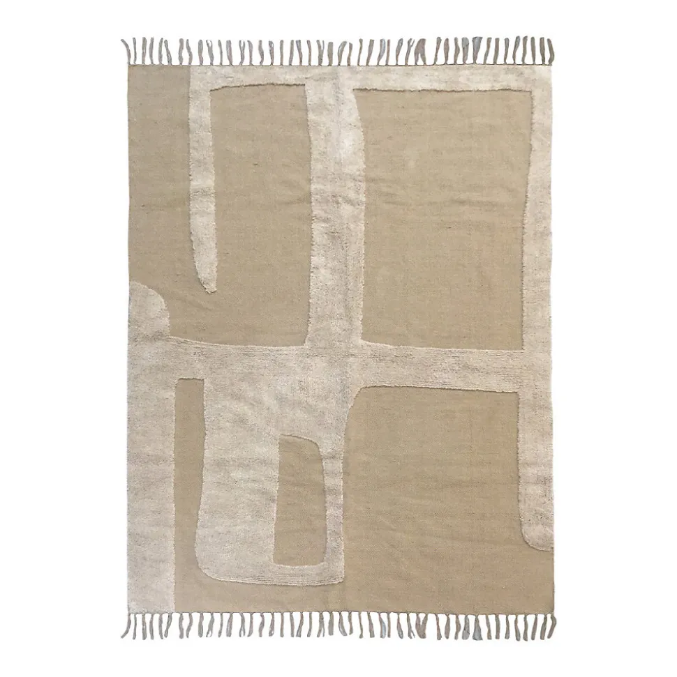 Tapis déco à franges abstrait en coton 140x200cm
