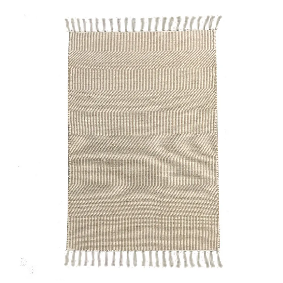 Tapis déco à franges en fibre naturelle et coton 60x120cm