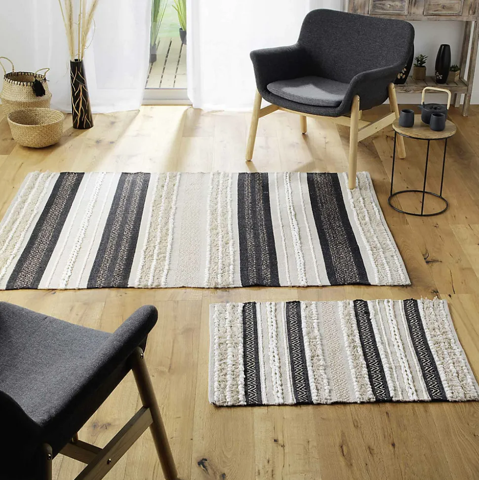 Tapis décoratif au style ethnique (120x170 cm - Beige)