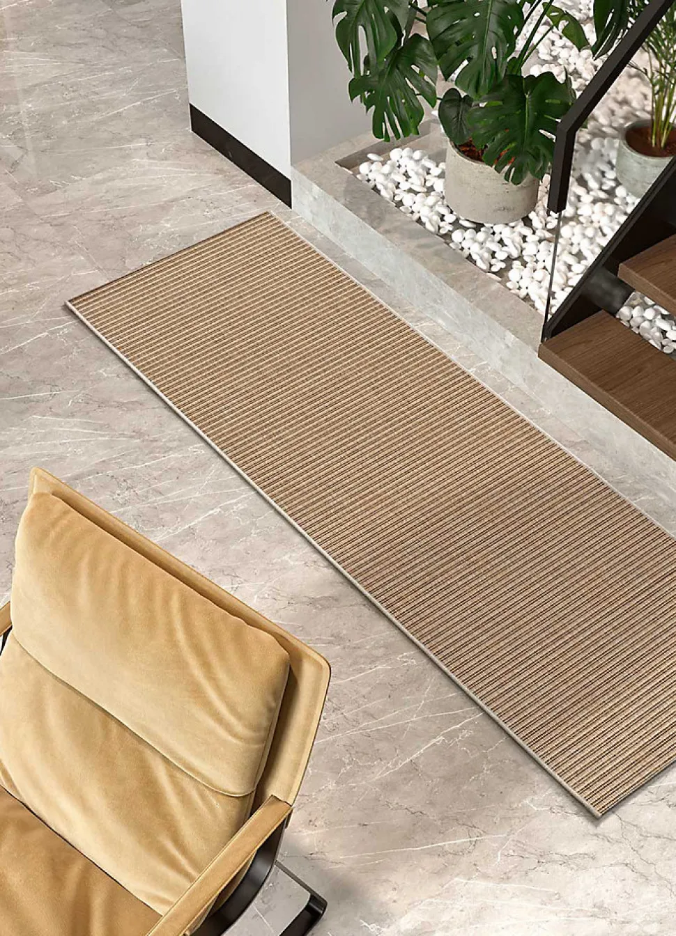 Tapis de couloir extérieur ATTICGO beige rectangulaire naturel 48x200 cm NATURA
