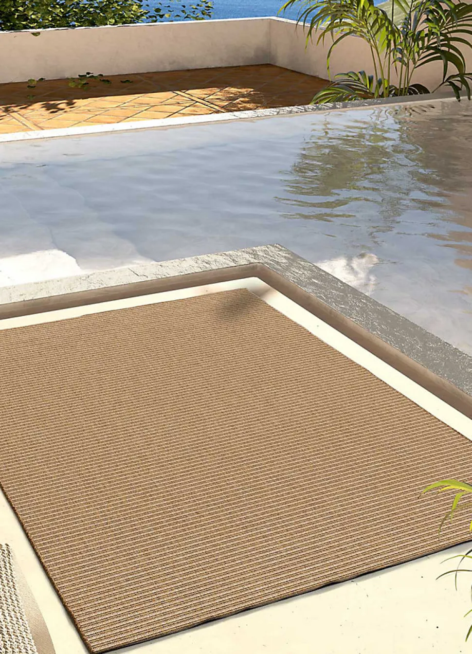 Tapis de couloir extérieur ATTICGO beige rectangulaire naturel 48x200 cm NATURA