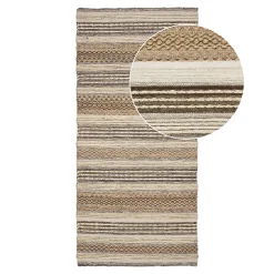 Tapis de Couloir Morena - Tapis Tissé à la Main en Naturel et Gris, 80x180 cm pour Décoration Élégante