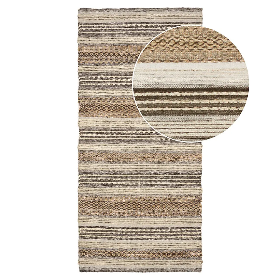 Tapis de Couloir Morena - Tapis Tissé à la Main en Naturel et Gris, 80x180 cm pour Décoration Élégante