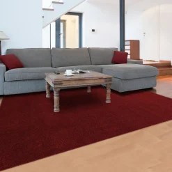 Tapis de couloir tissé motif uni SOULA, rouge