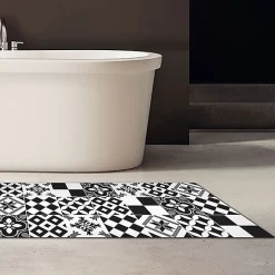 Tapis de Cuisine antidérapant en Vinyle Carreaux Noirs et Blancs 50x240 cm
