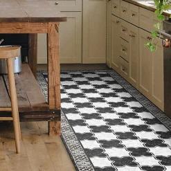 Tapis de Cuisine antidérapant en Vinyle Marbre en Damier 50x240 cm