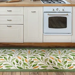 Tapis de Cuisine antidérapant en Vinyle Branches émeraude 240x50 cm