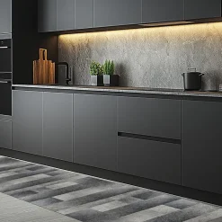 Tapis de Cuisine antidérapant en Vinyle Rectangles Sombres 50x240