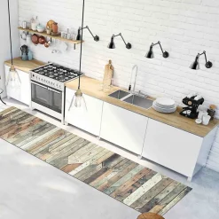 Tapis de Cuisine antidérapant en Vinyle Bois Vintage 50x240 cm