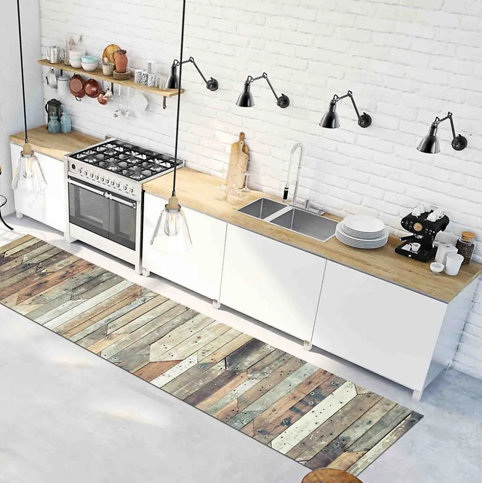 Tapis de Cuisine antidérapant en Vinyle Bois Vintage 50x240 cm