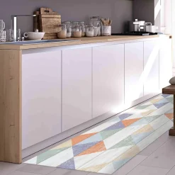 Tapis de Cuisine antidérapant en Vinyle Bois Coloré 50x180 cm
