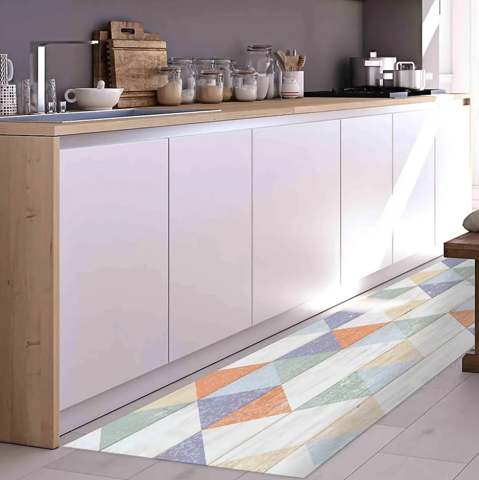 Tapis de Cuisine antidérapant en Vinyle Bois Coloré 50x180 cm