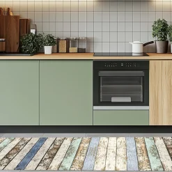 Tapis de Cuisine antidérapant en Vinyle Bois Rustique 50x240
