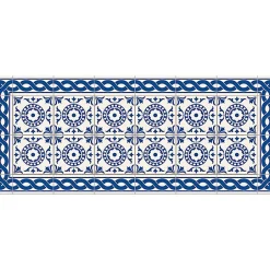Tapis de Cuisine antidérapant en Vinyle Tuiles Bleues 50x120 cm