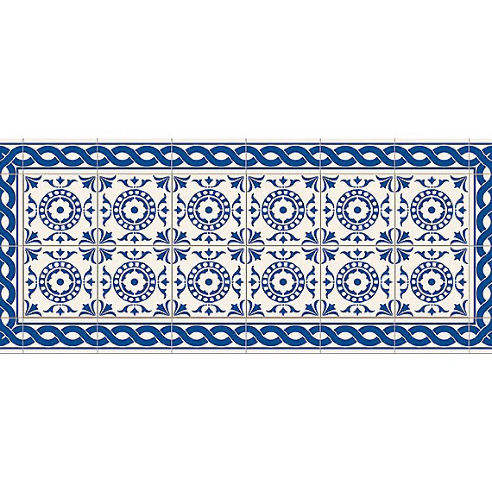 Tapis de Cuisine antidérapant en Vinyle Tuiles Bleues 50x120 cm
