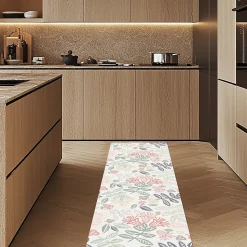 Tapis de Cuisine antidérapant en Vinyle Tissu Floral 50x120