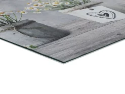 Tapis de cuisine ATTICGO gris rectangulaire dessins pots de fleurs 52x100 cm SPRINTY