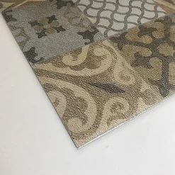 Tapis de Cuisine en Vinyle Antidérapant Carreaux de Ciment Orange 50x180