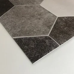 Tapis de Cuisine en Vinyle Antidérapant Hexagones Gris 50x120