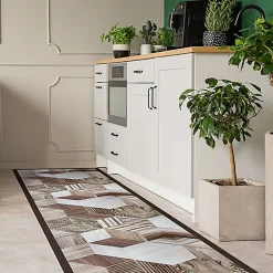 Tapis de Cuisine en Vinyle Antidérapant Wood Tropical Hexagons 50x120
