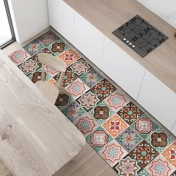 Tapis de Cuisine en Vinyle Antidérapant Tuiles Siciliennes 50x120
