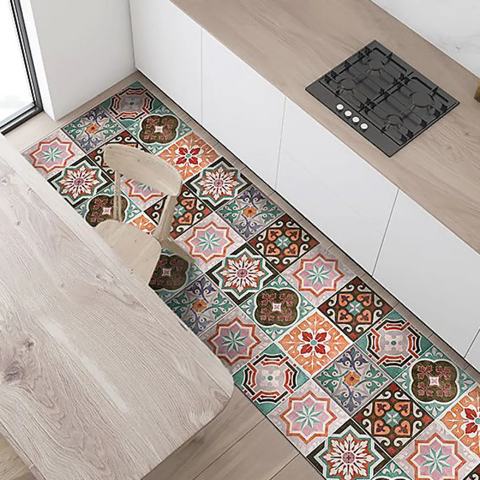 Tapis de Cuisine en Vinyle Antidérapant Tuiles Siciliennes 50x120