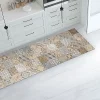 Tapis de Cuisine en Vinyle Antidérapant Carreaux de Ciment Orange 50x120