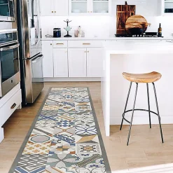Tapis de Cuisine en Vinyle Antidérapant Cement Tiles 50x240