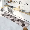Tapis de Cuisine en Vinyle Antidérapant Hexagones Gris 50x180