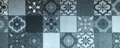 Tapis de cuisine imitation carreaux de ciment gris l.50 x L.120 cm