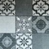 Tapis de cuisine imitation carreaux de ciment gris l.50 x L.75 cm