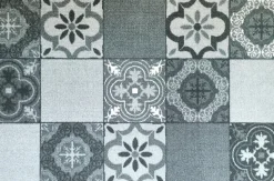 Tapis de cuisine imitation carreaux de ciment gris l.50 x L.75 cm
