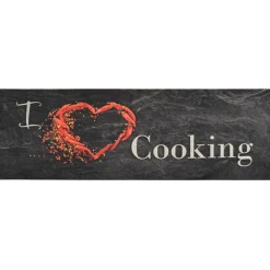 Tapis de cuisine lavable impression cuisine noir 60x180 cm