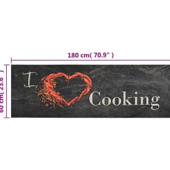 Tapis de cuisine lavable impression cuisine noir 60x180 cm